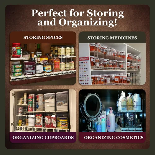Miniatura 3 de Vertical Spice - Organizador de especias deslizante grande extraíble - 2 cajones individuales de 1 nivel - Soporte de condimentos con ruedas de alta