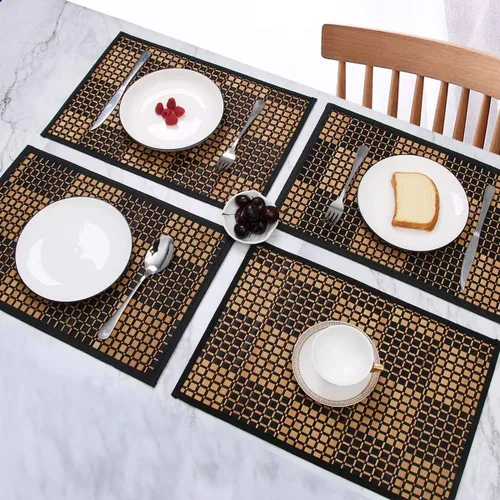 Miniatura 6 de Juego de 4 manteles individuales de bambú, resistentes al calor, para mesa de comedor, manteles individuales de bambú duraderos, resistentes a