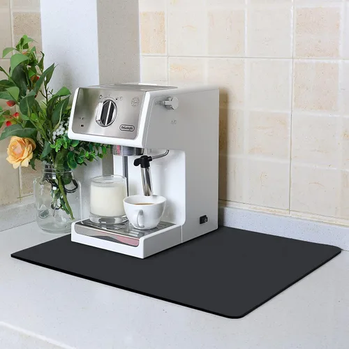 ZLR Tapete de barra de café para encimeras (12 x 16 pulgadas, pequeña), tapete para secar platos absorbente que oculta las manchas para máquinas de