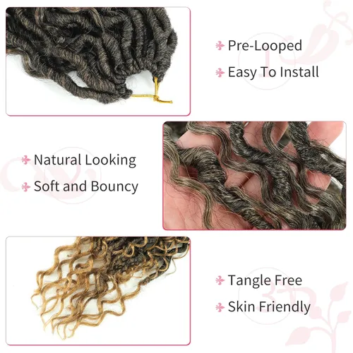 Miniatura 70 de Alicoco Goddess Locs Cabello de Ganchillo 12 Pulgadas 8 Paquetes Rastas Sintéticas de Ganchillo Para Mujeres Rastas Suaves Boho Pre-enrolladas River