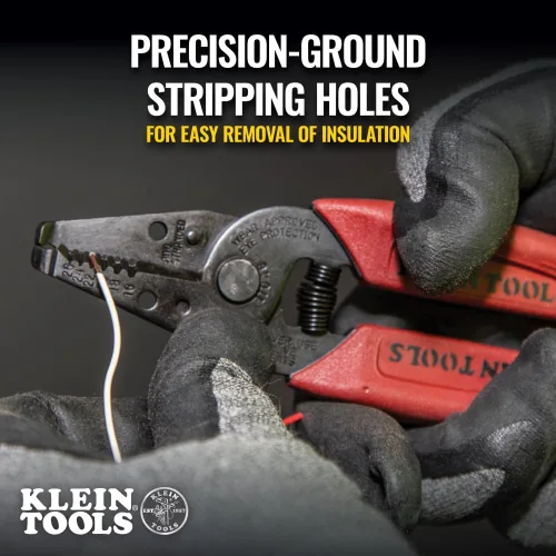 Miniatura 4 de Klein Tools 11046 Wire Stripper, Wire Cutter, Made in USA, Stripping/Cutting Tool for 16-26 AWG Stranded, Compact Nose with Precision-ground