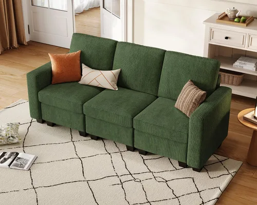Miniatura 24 de CHIC HOUSE Modular Sectional Sofa with Storage Ottomans, Corduroy Cloud Couch for Small Spaces & Apartments, Reconfigurable L/U Shaped Convertible