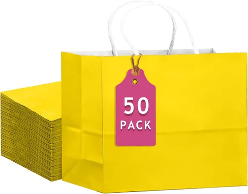 Miniatura 12 de qiqee Paquete de 50 bolsas de regalo de papel negro con asas a granel 13"x10.3"x4.6" bolsas de favor para fiestas de tamaño grande múltiples usos