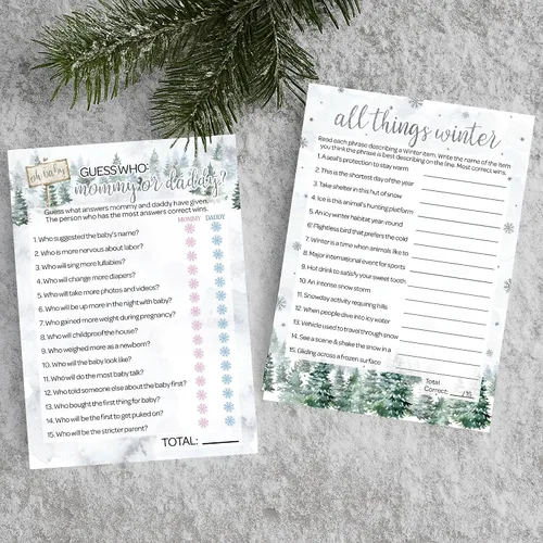 Miniatura 2 de DISTINCTIVS Baby It's Cold Outside Winter Baby Shower Games - All Things Winter and Mommy or Daddy - 20 tarjetas para invitados