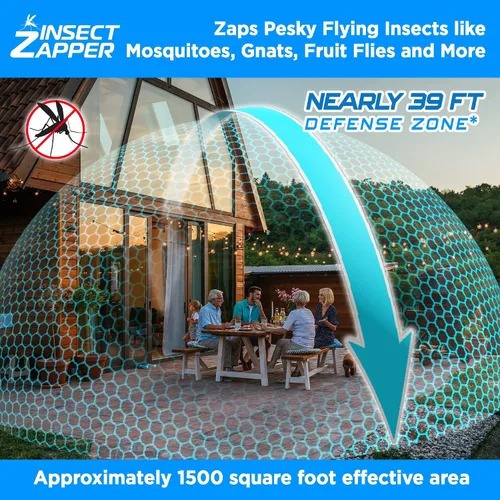 Miniatura 4 de Livin' Well Green Bug Zapper para interiores y exteriores – 4000 V de alta potencia eléctrica Mosquito Zapper Home Patio, 1,500 pies cuadrados rango