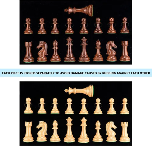 Miniatura 6 de AMEROUS Piezas de ajedrez ponderadas de alto polímero con tamaño King de 4.25 pulgadas, 2 reinas adicionales, paquete de regalo, juego de ajedrez