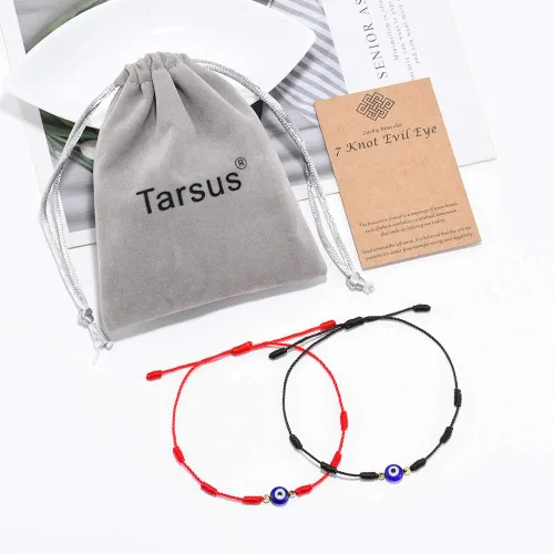 Miniatura 6 de Tarsus (Ver.3) Pulseras de la suerte de mal de ojo 7 nudos, amuleto de cuerda roja ajustable para mujeres y hombres