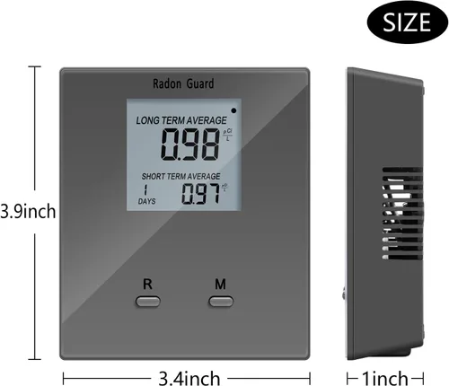 Miniatura 4 de Detector de radón para el hogar, medidor de radón portátil, monitor de radón a largo y corto plazo, alimentado por batería, previene niveles Gris