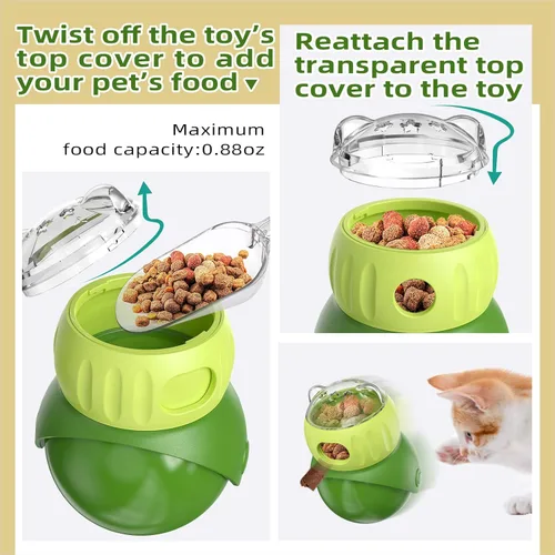 Miniatura 5 de KADTC Bola dispensadora de golosinas tambaleante para gatos de interior y perro pequeño/pequeño, juguete de enriquecimiento interactivo, bolas