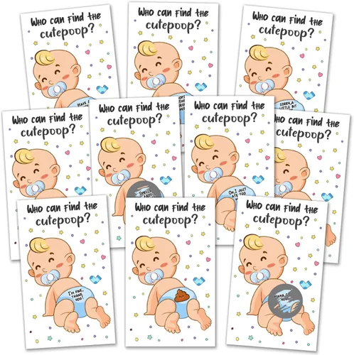40 tarjetas de juego para rascar para baby shower, boletos de lotería para rascar con lindo chico, juegos de fiesta de baby shower, divertidas ideas