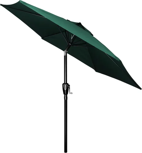 Miniatura 18 de HealSmart Sombrilla de patio de 7.5 pies con botón de inclinación/manivela, sombrilla de mesa al aire libre, 6 varillas resistentes para jardín