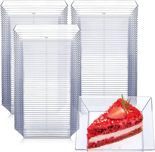 Miniatura 8 de Nuogo 300 platos cuadrados de plástico para postre de 3.6 pulgadas, platos desechables cuadrados para fiestas, mini platos de muestra