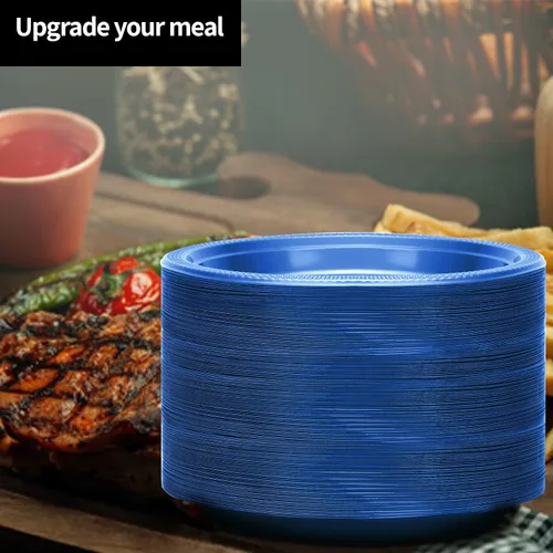 Miniatura 4 de Platos de plástico azul de 9 pulgadas – 50 unidades – Platos redondos de plástico sólido para fiestas, bodas, barbacoas, platos de cumpleaños
