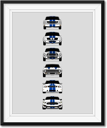 Miniatura 15 de Custom Car Posters Póster hecho a mano compatible con Shelby Mustang GT500 Generations e impresión de Ford Shelby GT500, multicolor, 8 x 10 pulgadas