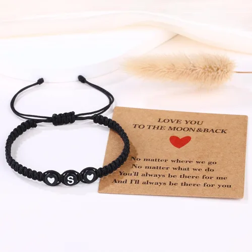 Miniatura 2 de Pulseras a juego para parejas, regalos para él, su novio, pulseras con iniciales para hombres, mujeres y adolescentes, regalo de aniversario