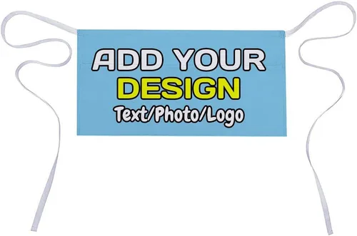 Miniatura 25 de Delantal de cintura personalizado con 3 bolsillos para añadir foto, texto, logotipo, nombre, camarera