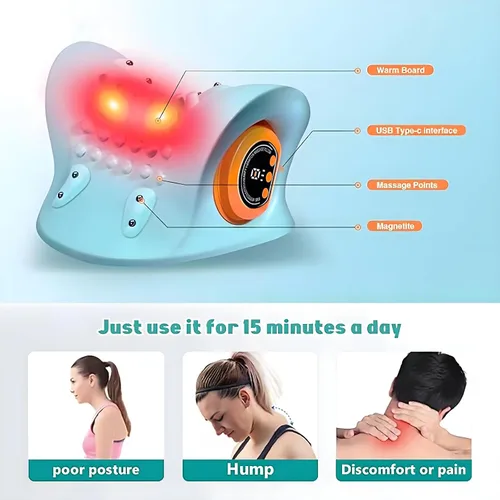 Miniatura 3 de Nuevo masajeador de cuello para alivio del dolor y relajación muscular, relajante portátil de cuello y hombros, almohadas eléctricas con calor