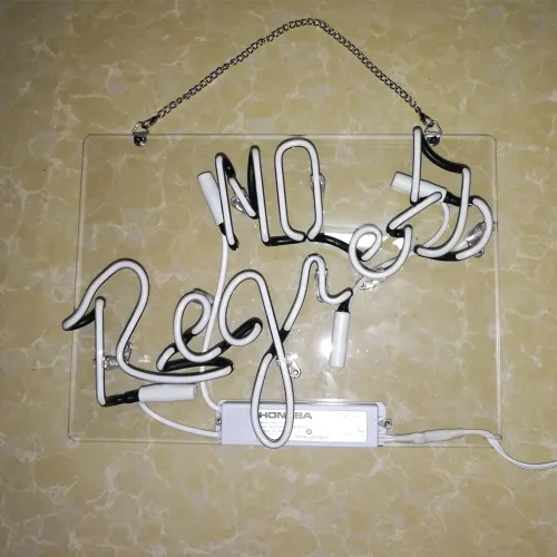 Miniatura 2 de Letrero de neón con texto en inglés "No Regrets' Beer de 14" x 10" para el hogar, dormitorio, pub, hotel, playa, sala de juegos, decoración de garaje