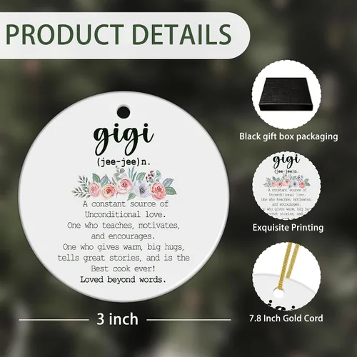 Miniatura 7 de Gigi Definition - Adornos de cerámica de Navidad para el Día de la Madre, regalos para mujeres Gigi, abuela de nietos, nieto, nieta, adornos