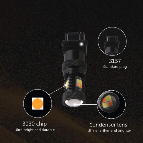 Miniatura 5 de GLL 1157 3030 16 SMD ámbar / blanco interruptor de luz de giro LED bombillas 4 W 12 V LED super brillante 800 lúmenes 6000 – 6500 K luz de freno
