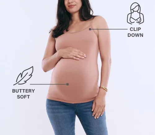 Miniatura 6 de Motherhood Maternity Camiseta sin mangas de lactancia con clip para mujer con correas ajustables y brasier integrado para lactancia materna