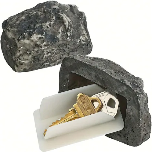 Ocultar una llave exterior realista, llave de roca segura, impermeable, para ocultar llaves falsas, para jardín, patio, 2 unidades