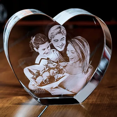 Miniatura 8 de Arokimi Marco de fotos de cristal 3D grabado personalizado en forma de corazón con tu propia foto regalo para los amantes (L)
