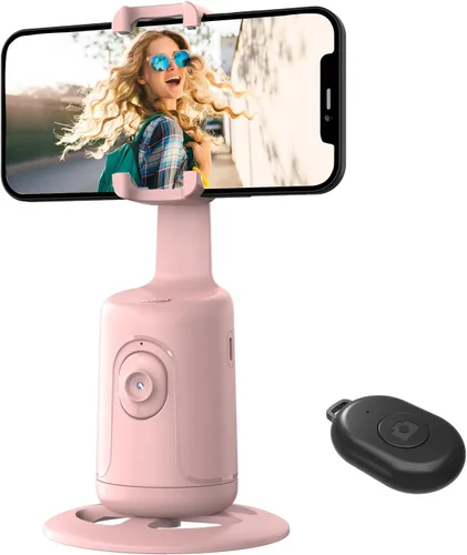 Miniatura 11 de Trípode de seguimiento facial automático, rotación de 360°, soporte para cámara de teléfono, soporte inteligente para disparos con palo selfie Negro