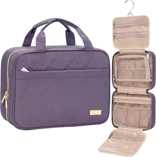 Miniatura 22 de NISHEL Neceser de viaje para mujer, organizador colgante y portátil para champú de tamaño completo, acondicionador, juego de cepillos y accesorios