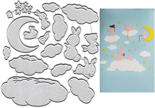 Miniatura 10 de Plantillas de plantillas de metal para decoración de tarjetas y álbumes de recortes, 2 unidades de gnomos de Navidad 2 enanos