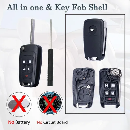 Miniatura 4 de MechanMagic Funda de Reemplazo para Llavero Compatible con Chevy Cruze Camaro Impala Equinox GMC Terrain Buick Regal Lacrosse 2010 2011 2012 2013
