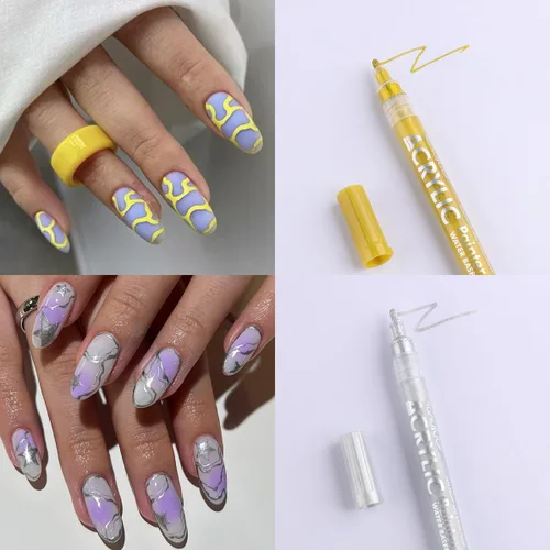 Miniatura 5 de Set de 24 colores de lápiz de esmalte de uñas, pinceles de arte de uñas para pintar, esmalte gel de líneas negras y blancas, pincel de punta Juego