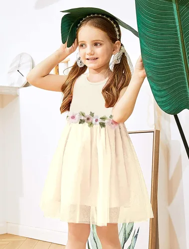 Miniatura 2 de Vestido de verano para niña de las flores tutú floral para niños sin mangas de punto princesa fiesta casual vestido de verano 2-7T