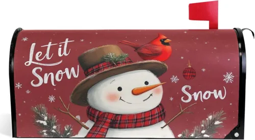 Miniatura 12 de Funda Magnética para Buzón Feliz Navidad Camión Árbol Tamaño Grande Muñeco de Nieve de Invierno Cuadros Buffalo Fundas para Buzón Tamaño Estándar