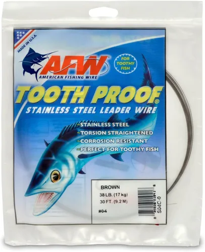 Miniatura 23 de AFW Alambre Líder Duro de Una Hebra de Acero Inoxidable a Prueba de Dientes - Brillante y Camuflaje para Tiburón, Barracuda, Caballa Real, Wahoo