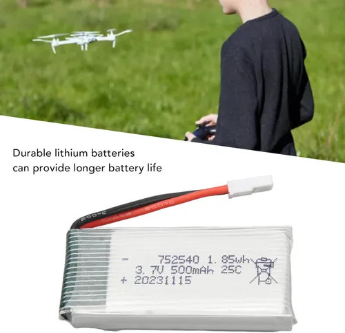 Miniatura 7 de RiToEasysports Batería de litio RC, 3.7V 500mAh 25C RC Batería de litio 752540 polímero de iones de litio con enchufe XH2.54 para X5C Drone Aircraft