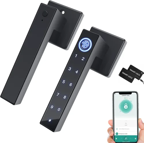 Cerradura de puerta con huella dactilar, perilla de puerta inteligente, cerradura de puerta sin llave con mango, cerraduras de puerta biométricas