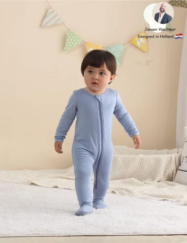 Miniatura 5 de Jimonda Pijama de bambú, pies unisex de una sola pieza, cierre de cremallera de 2 vías