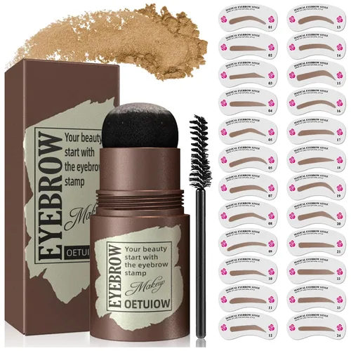 Miniatura 6 de Kit de sellos y plantillas para cejas, kit de plantillas y sellos para cejas a prueba de manchas, de larga duración e impermeable, kit de 24 cejas