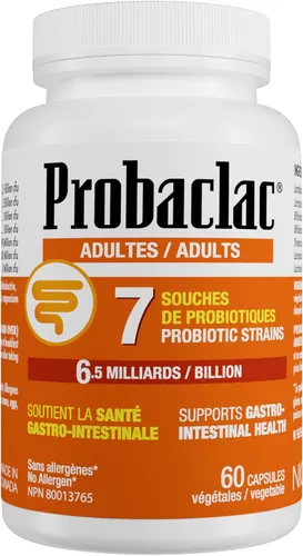 Probaclac Probióticos para adultos – Salud intestinal diaria y apoyo inmunológico, alivia la hinchazón y apoya el equilibrio digestivo – 60 cápsulas