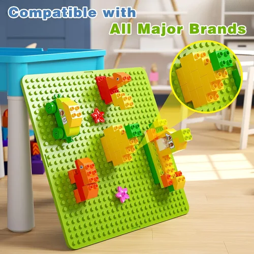 Miniatura 4 de Burgkidz Juego de mesa de actividades y sillas 5 en 1 con almacenamiento, 128 bloques de construcción compatibles con las principales marcas