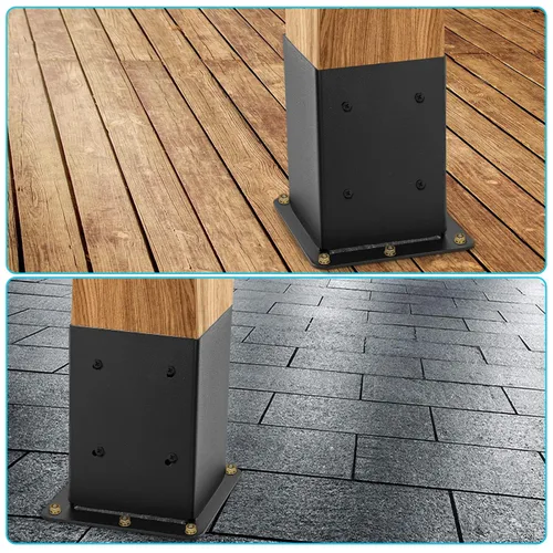 Miniatura 6 de Base de poste de 4x4 2 piezas, (Tamaño interno 3.6x3.6) Anclajes de poste, Acero sólido de 13GA y recubierto con polvo negro, Soportes de poste