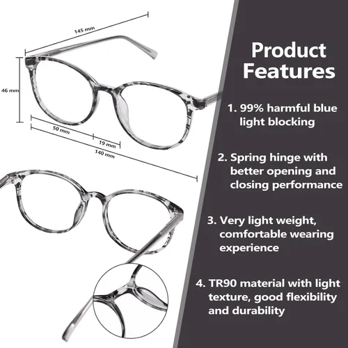 Miniatura 6 de Blue Light Glasses for Women, TR90 Fashion Blue Light Blocking Glasses for Computer