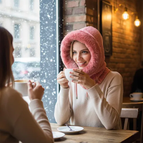 Miniatura 33 de HUAMULAN Gorro de invierno de una pieza para mujer, pasamontañas de forro polar, pasamontañas, máscara facial, bufanda, orejeras, esquí, nieve