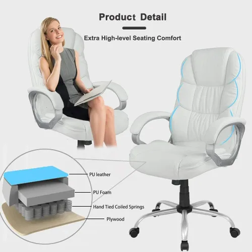 Miniatura 5 de Silla de oficina con respaldo alto, silla de escritorio ergonómica, altura ajustable, silla de computadora de piel sintética, silla moderna