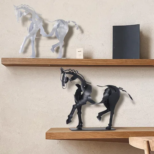 Miniatura 8 de SunBlogs Art Estatua de caballo hecha a mano, decoración rústica única para oficina y hogar, escultura de metal 100% pintada a mano, regalo perfecto