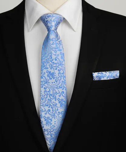 Miniatura 262 de Corbatas florales tejidas clásicas para hombre, corbata cuadrada de bolsillo, corbatas formales para hombres, boda con pañuelo