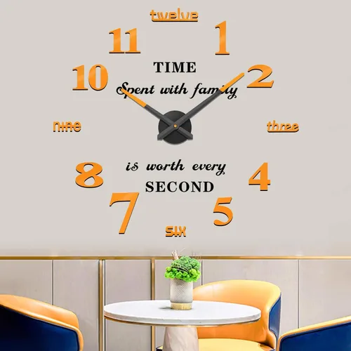 Miniatura 10 de VANGOLD Reloj de pared DIY sin marco, espejo 3D, gran silencio, calcomanías de pared para sala de estar, dormitorio, decoración del hogar