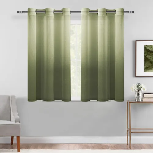 Miniatura 17 de DWCN Cortinas Transparentes Ombré - Cortinas de Lino Sintético con Gradiente Semi Voile con Ojales en la Parte Superior para Dormitorio y Sala