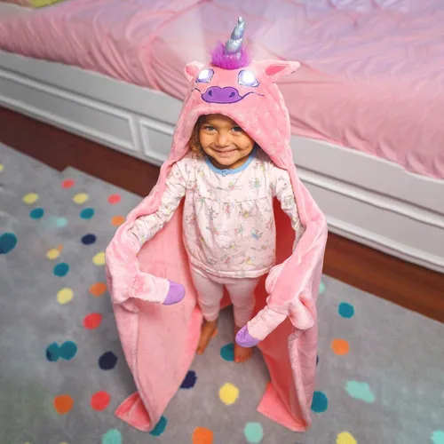 Miniatura 7 de Bright Eyes 2023 - Manta con capucha de luz LED súper suave para niños, unicornio, cálida y esponjosa, lavable a máquina